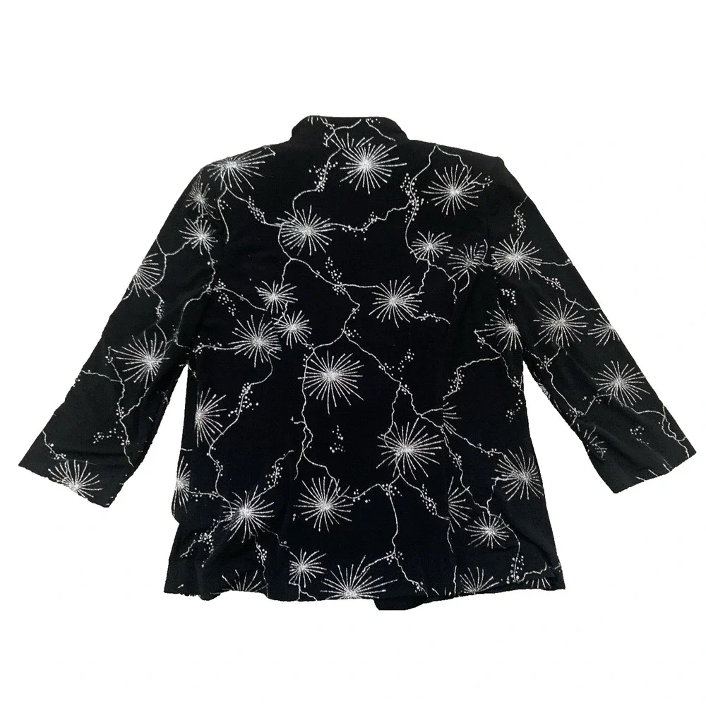 Alex Evenings Womens Black Starburst Velvet Jacket Size Small Whimsigoth Witchy